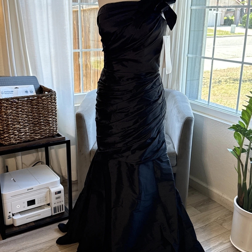 Black Lazaro Taffeta Mermaid Gown